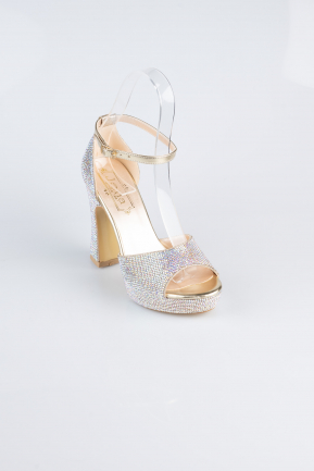 Party-Schuhe Steinbesetzt Gold MJT2240