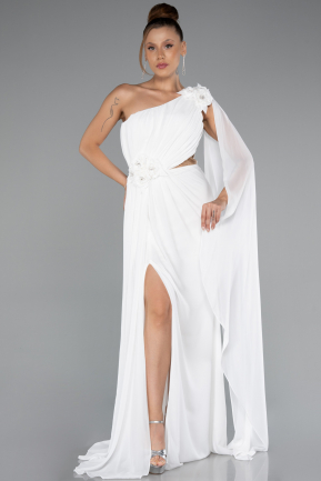 Standesamtkleid Lang Chiffon Weiß ABU5144