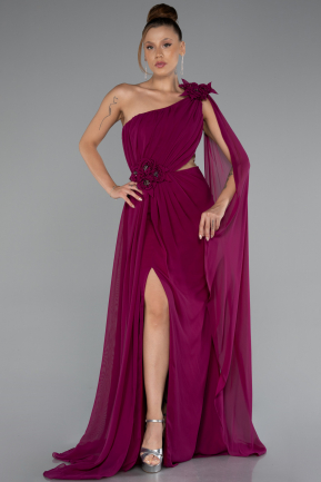 Standesamtkleid Lang Chiffon Pflaume ABU5144