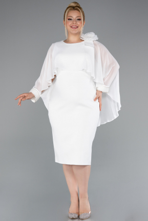 Partykleid in Übergröße Midi Weiß ABK2383