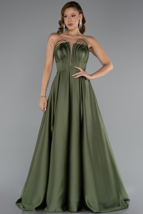Khaki Abschlusskleid Satin Lang ABU5105