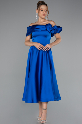 Partykleid Midi Satin Sächsischblau ABK2410