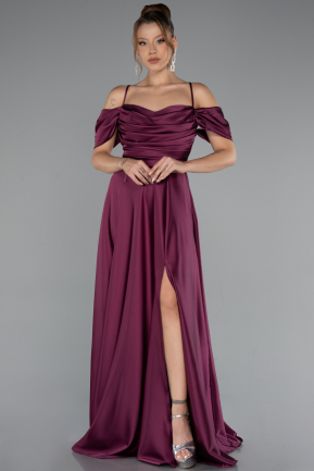 Pflaume Abschlusskleid Satin Lang ABU4703