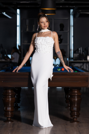 Abendkleid Lang Weiß ABU5181