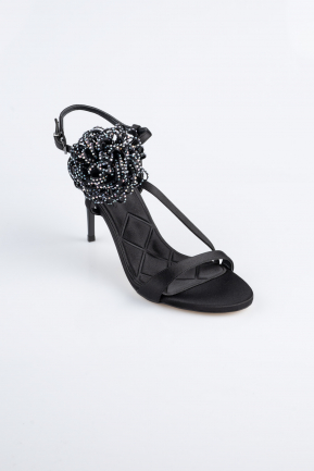 Schwarz Party-Schuhe Satin AB1144