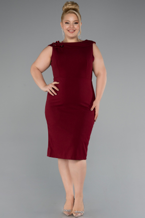 Partykleid in Übergröße Midi Weinrot ABK2422
