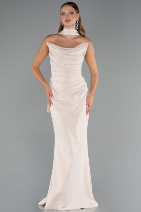 Abschlusskleid Lang Beige ABU5216