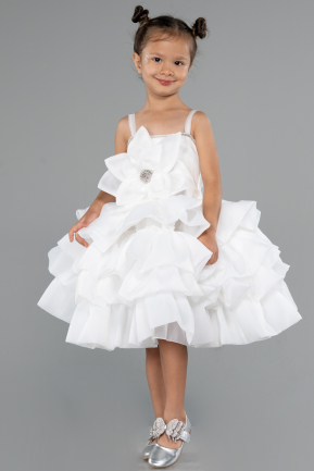 Abendkleid für Kinder Kurz Weiß ABK2433