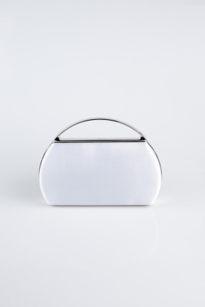 Abendtasche Satin Silber V351