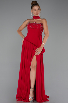Abendkleid Lang Chiffon Rot ABU5280