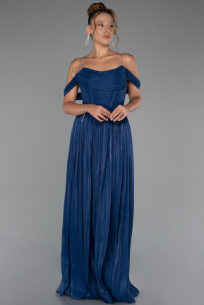 Partykleid Lang Chiffon Marineblau ABU5283