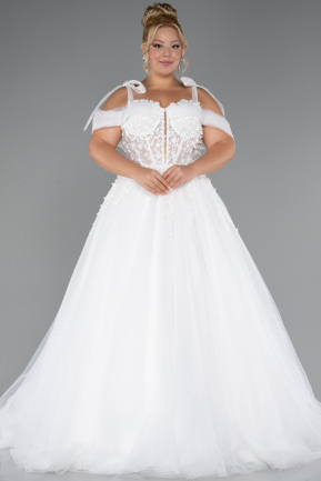 Brautkleid in Großen Größen Lang Weiß ABG052