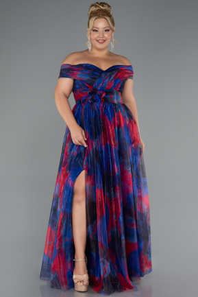Abendkleid in Übergröße Lang Marineblau ABU5263