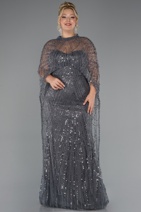 Brautkleid In Übergröße Lang Perlenbesetzt Anthrazit ABU5328