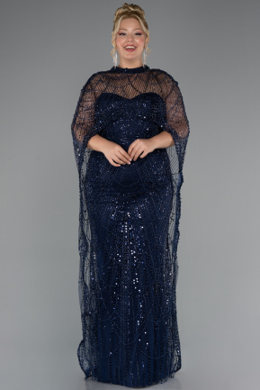 Brautkleid In Übergröße Lang Perlenbesetzt Marineblau ABU5328