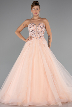 Designer Abendkleid Lang Lachs ABU5342