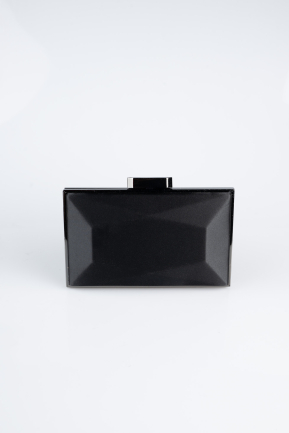 Abendtasche Satin Schwarz V740