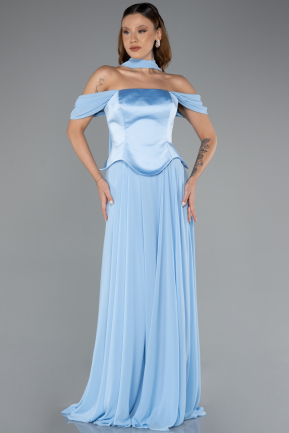 Eisblau Abendkleid Chiffon Lang ABU5327