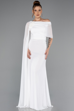 Standesamtkleid Lang Chiffon Weiß ABU5418