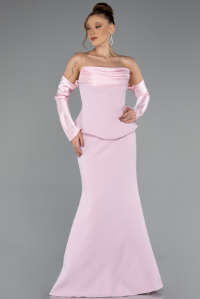 Abendkleid im Meerjungfrau-Stil Lang Puder ABU5421