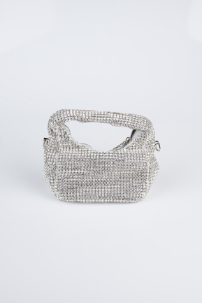 Abendtasche Steinbesetzt Silber MN974