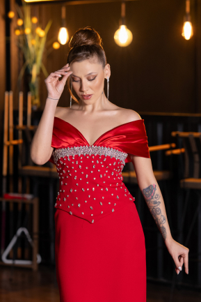 Abendkleid Lang Rot ABU5440
