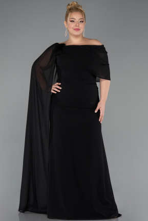 Abendgarderobe in Großen Größen Lang Chiffon Schwarz ABU5419
