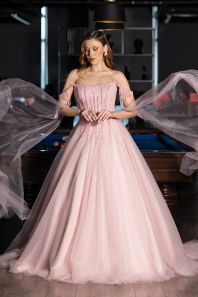 Designer Abendkleid Lang Puder ABU5466