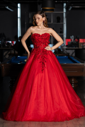 Designer Verlobungskleid Lang Rot ABU5460