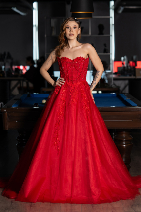 Designer Abendkleid Lang Rot ABU5459