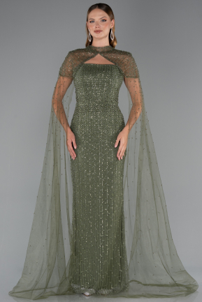 Abendkleid Lang Perlenbesetzt Khaki ABU5483