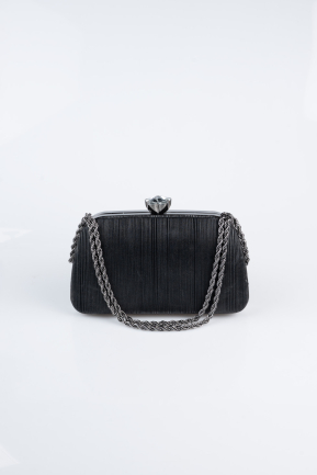 Abendtasche Laserschnitt Schwarz SH860