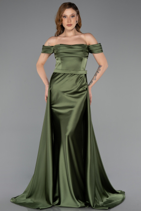 Abendkleid Lang Satin Khaki ABU5507