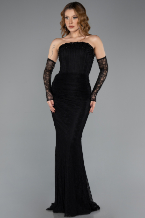 Abendkleid Lang Spitze Schwarz ABU5510