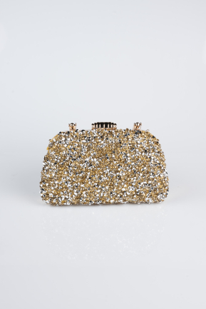 Abendtasche Steinbesetzt Gold SH839