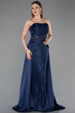Abendkleid Lang Spitze Marineblau ABU5615