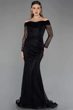 Abendkleid Lang Spitze Schwarz ABU5617