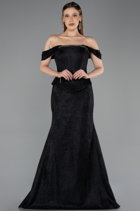 Abendkleid Lang Spitze Schwarz ABU5609
