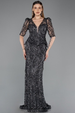 Abendkleid Lang Schuppig Anthrazit ABU5621