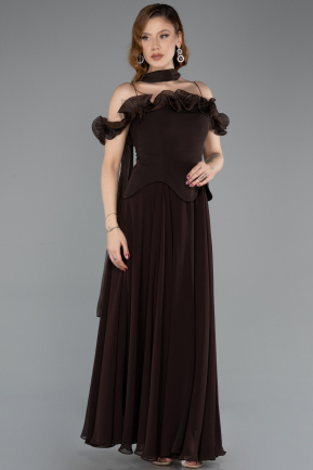 Standesamtkleid Midi Chiffon Braun ABU6037