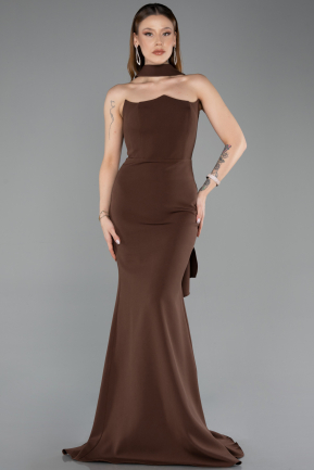 Abendkleid im Meerjungfrau-Stil Lang Braun ABU5627