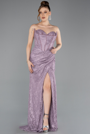 Lavendel Standesamtkleid Guipure Spitze Lang ABU5642