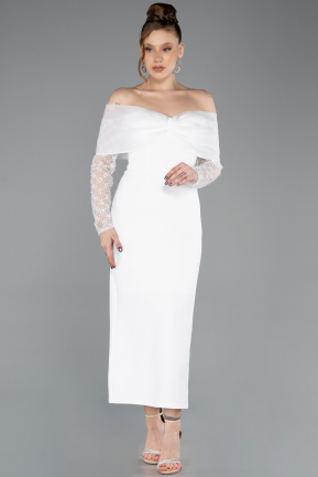 Partykleid Midi Weiß ABK2533