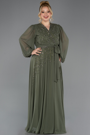 Khaki Abendgarderobe İn Großen Größen Chiffon Lang ABU3075