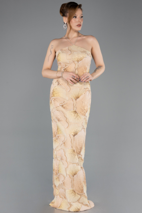 Abendkleid Lang Schuppig Gold ABU5713