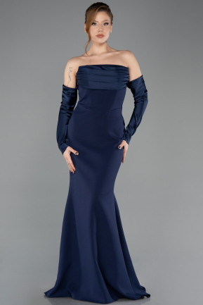 Marineblau Abendkleid Lang ABU4398