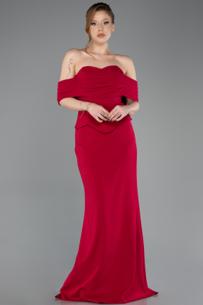 Fuchsie dunkel Standesamtkleid Lang ABU5559