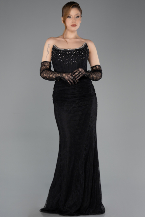 Abendkleid Lang Spitze Schwarz ABU5717