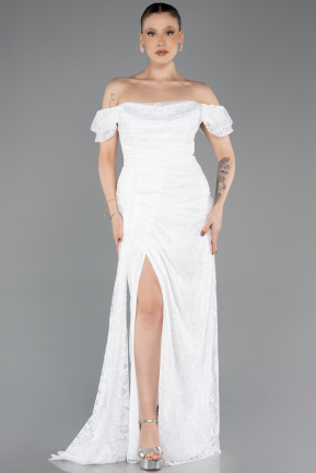 Standesamtkleid Lang Spitze Weiß ABU5728