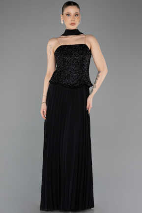 Abendkleid Lang Chiffon Schwarz ABU5715